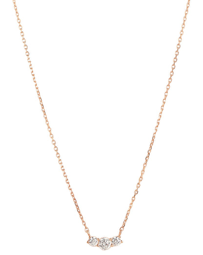18KT Rose Gold Plated Graduated Round Solitaire CZ Necklace