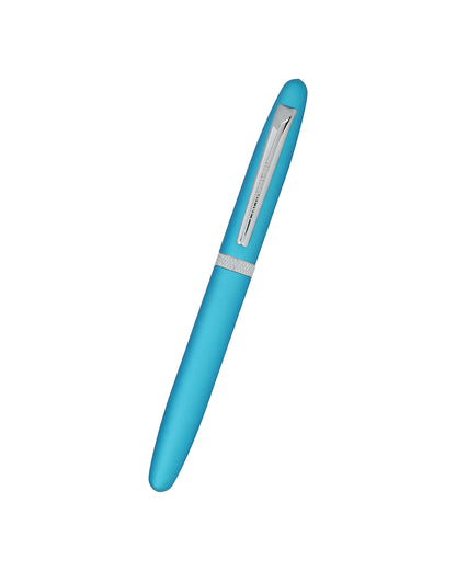 Sky Blue &amp; Silver Toned Elegant Executive Writing Roller Ball Pen with Fine Tip and Megnetic Cap