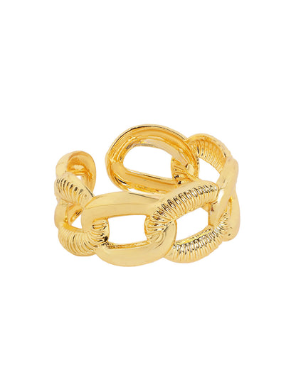 Gold Plated Contemporary Chain Link Adjustable Ring