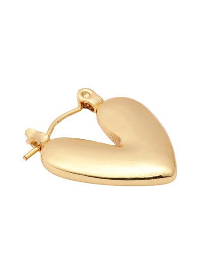 Gold Plated Huggie Puff Heart Hoop Earring
