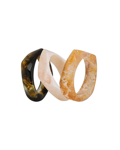Set of 3 Stylish Earthy Square Resin Bangle