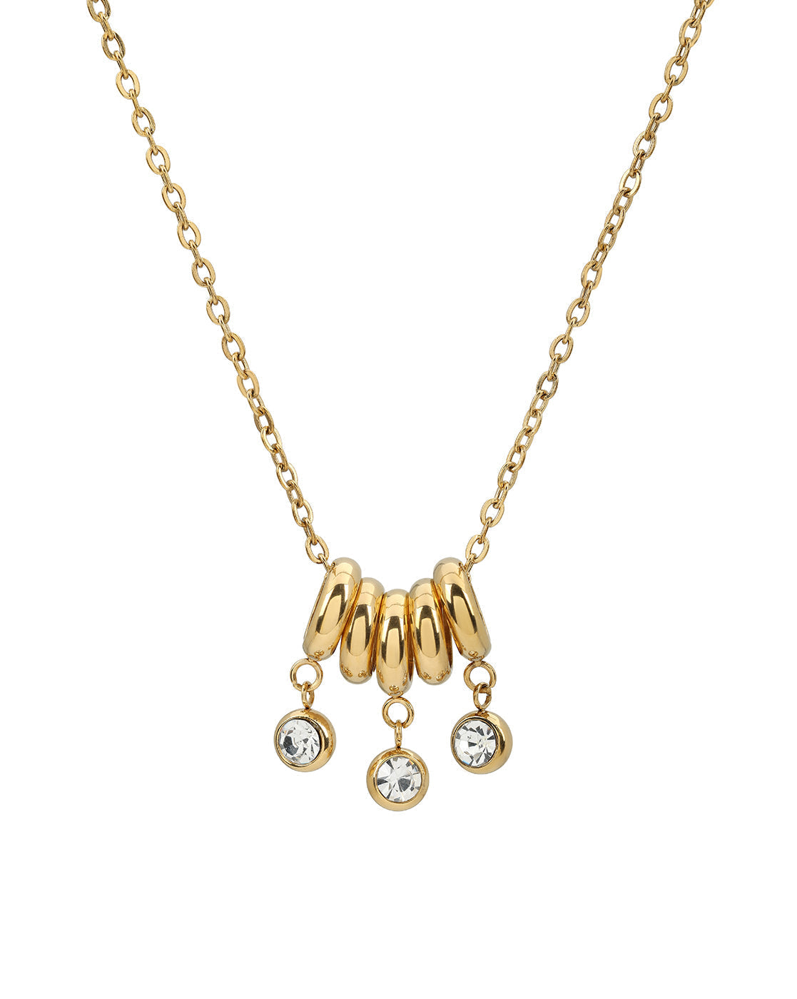Gold-Plated Delicate Multi Loop Solitaire Drop Necklace