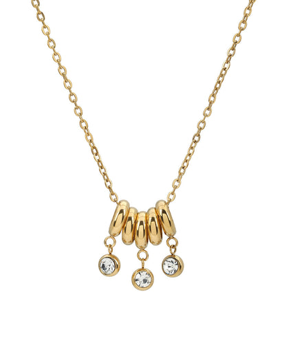 Gold-Plated Delicate Multi Loop Solitaire Drop Necklace