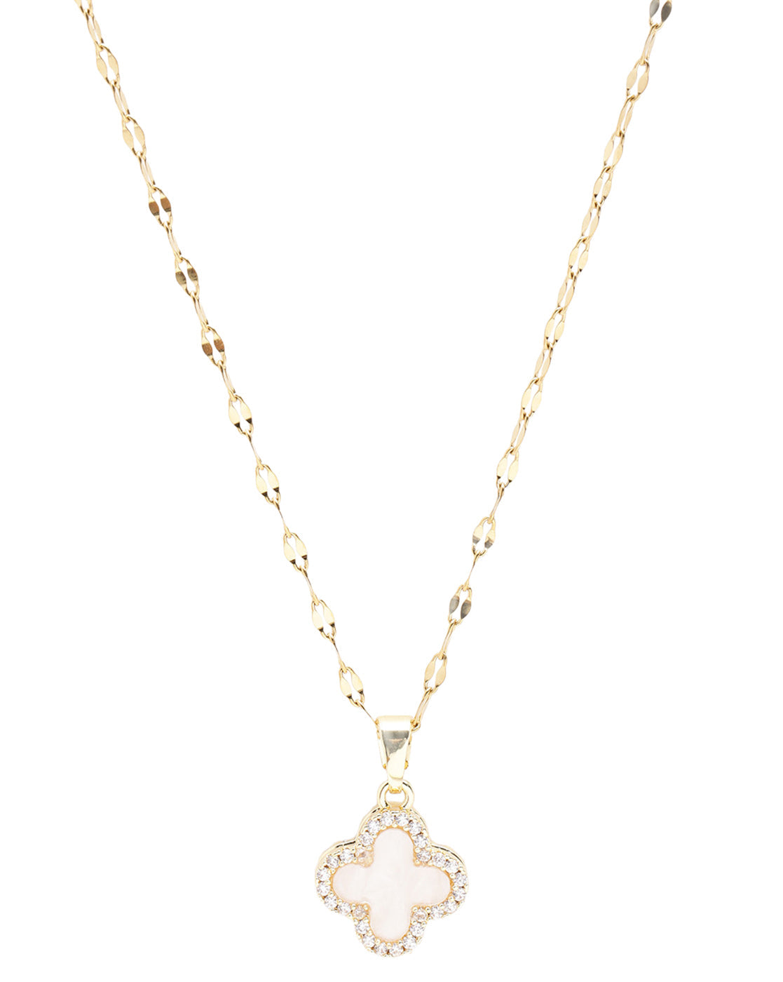 Gold-Plated Designer Reversible Double Color Clover Pendant Necklace