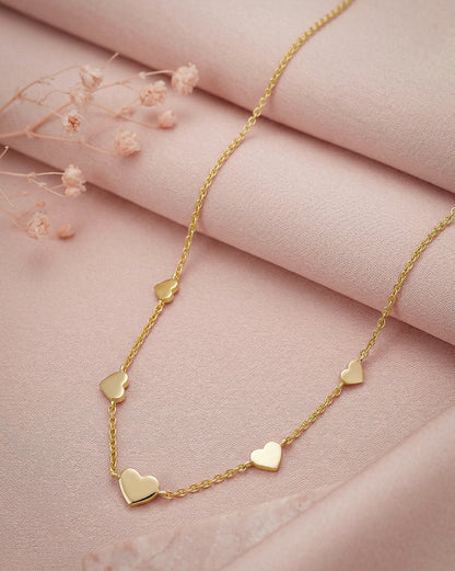18kt Gold Plated Heart Charms Necklace
