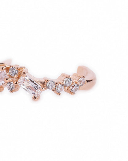 18kt Rose Gold Plated Baguette CZ  Half Hoop Earring