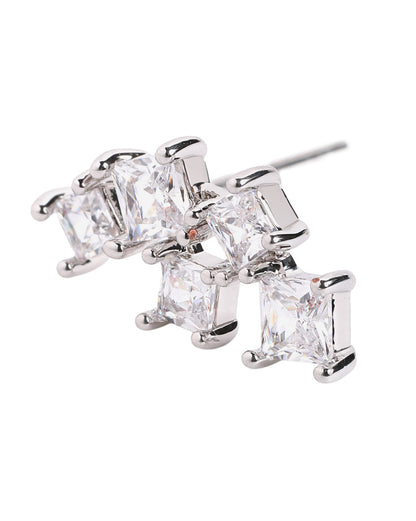 Silver Plated Dainty Sparkling CZ Studs