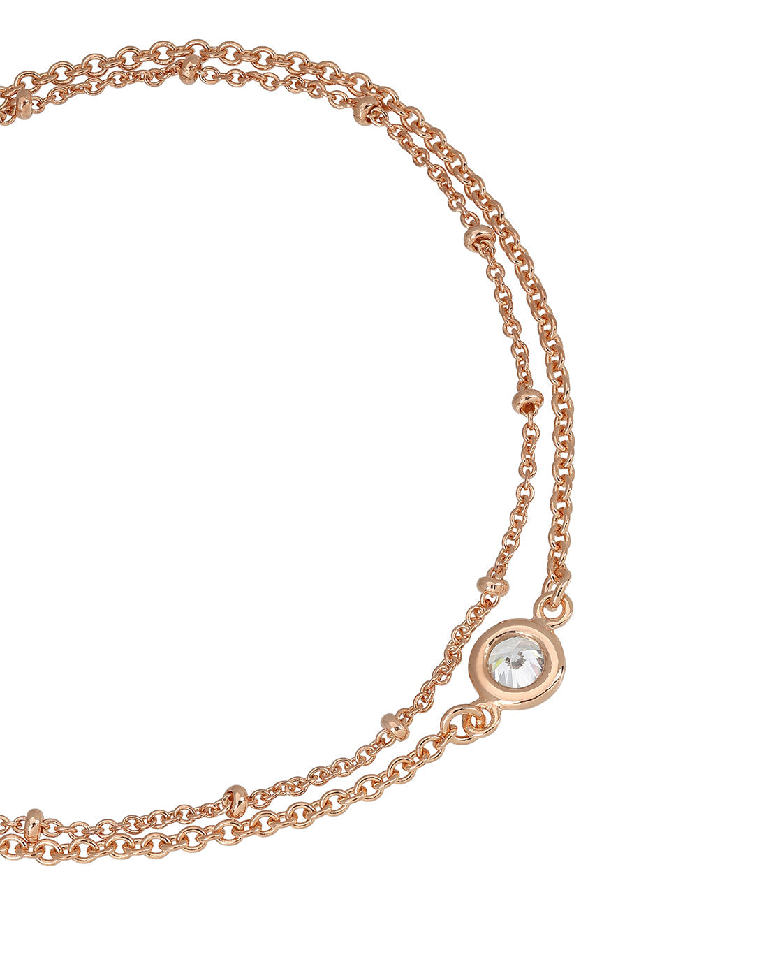 18kt Rose Gold Plated CZ Double Chain Wraparound Bracelet