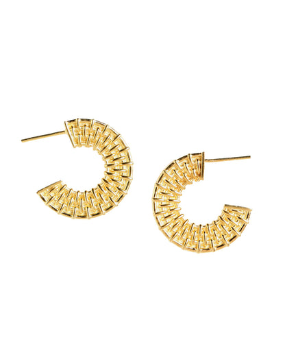 18kt Gold Plated Woven Mesh Bold Half Hoop Earring