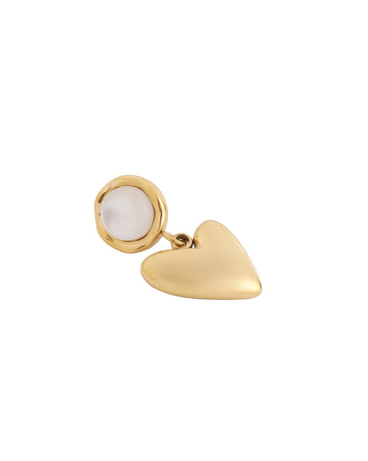 Gold Plated Pearl Studded Heart Drop Dangling Earring