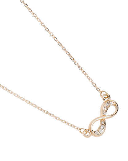 Gold Plated Elegant CZ Sparkle Infinity Necklace