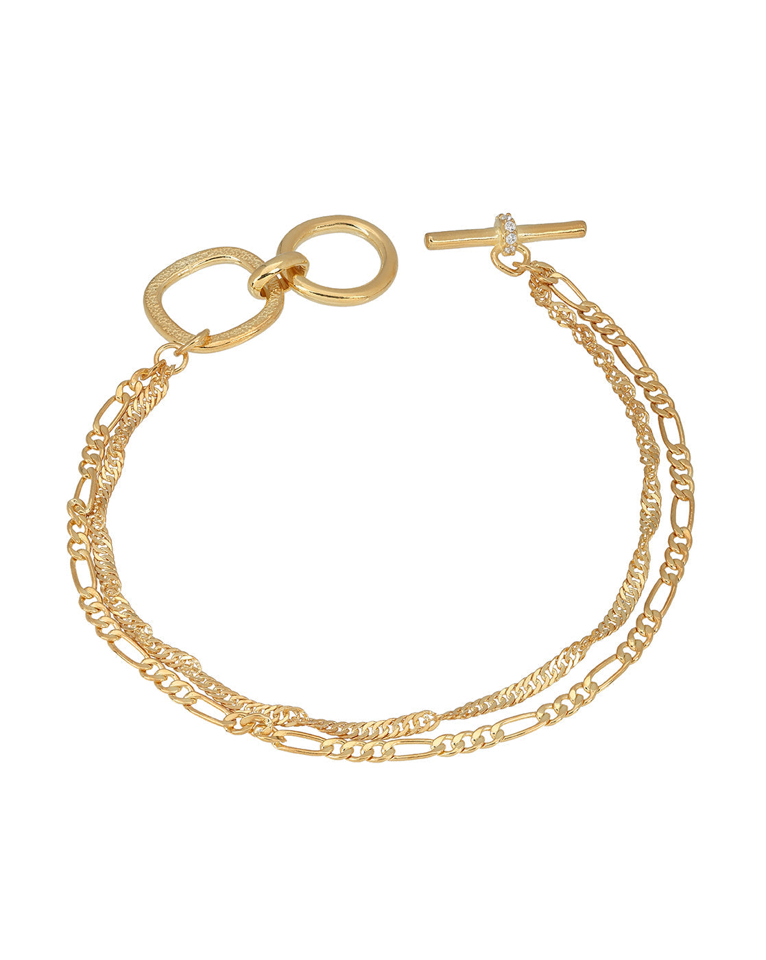 18kt Gold Plated CZ Wraparound Toggle Bracelet