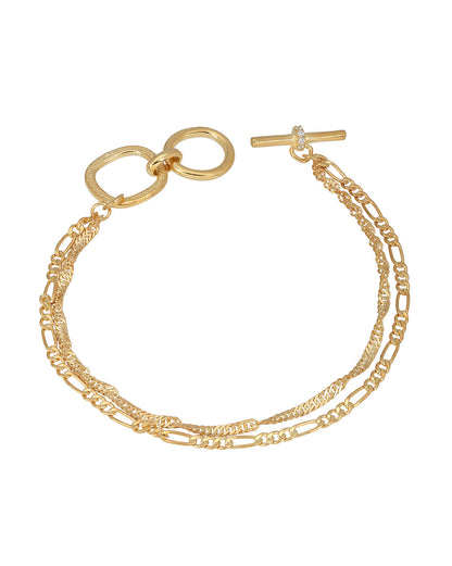 18kt Gold Plated CZ Wraparound Toggle Bracelet