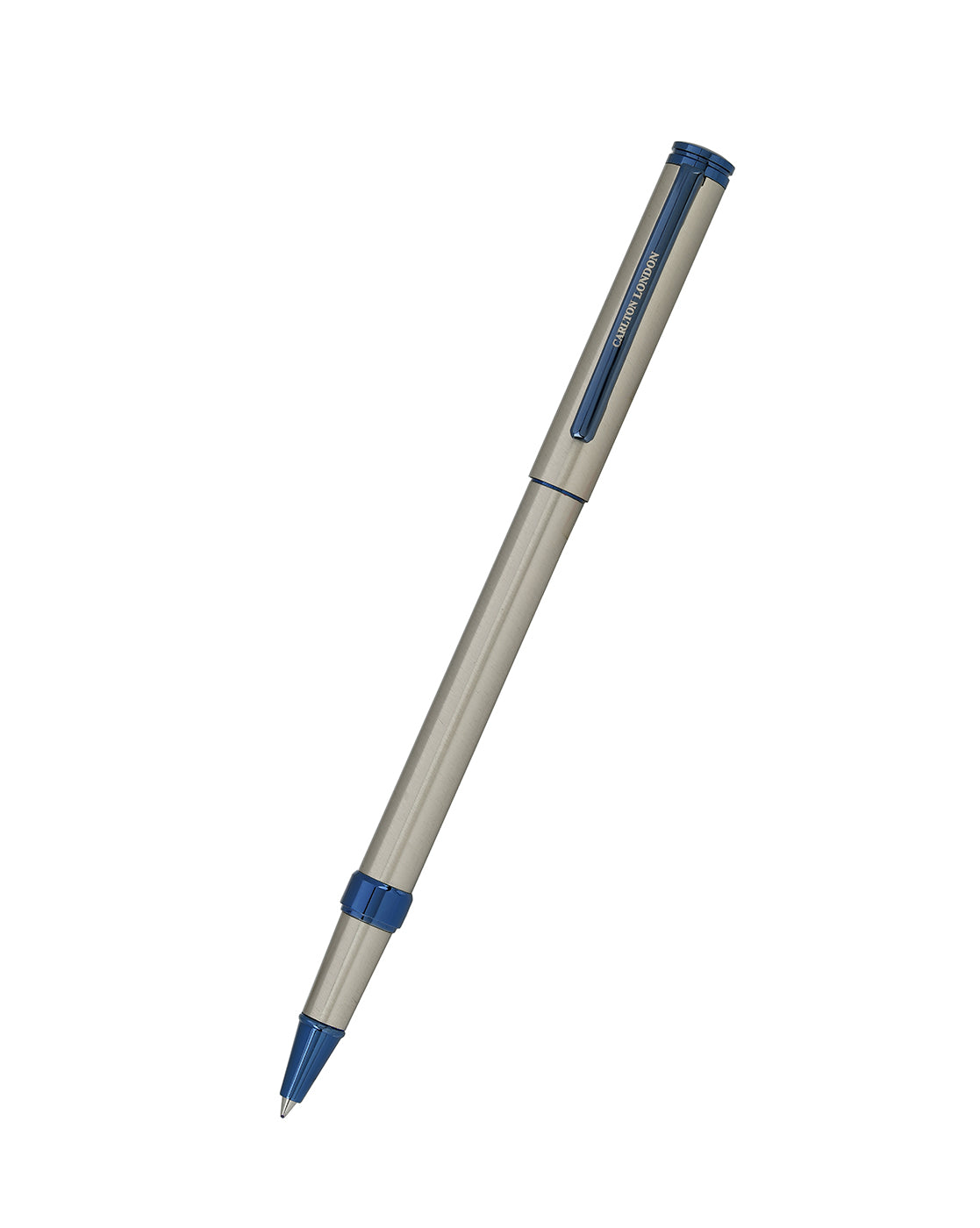 Silver &amp; Blue Toned Executive Writing Sleek Roller Ball Pen with Smooth Ink Flow