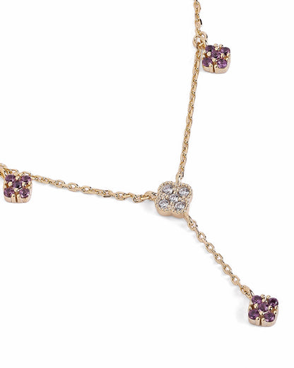 18kt Gold Plated Amethyst 4-clover Y-Necklace Lariat