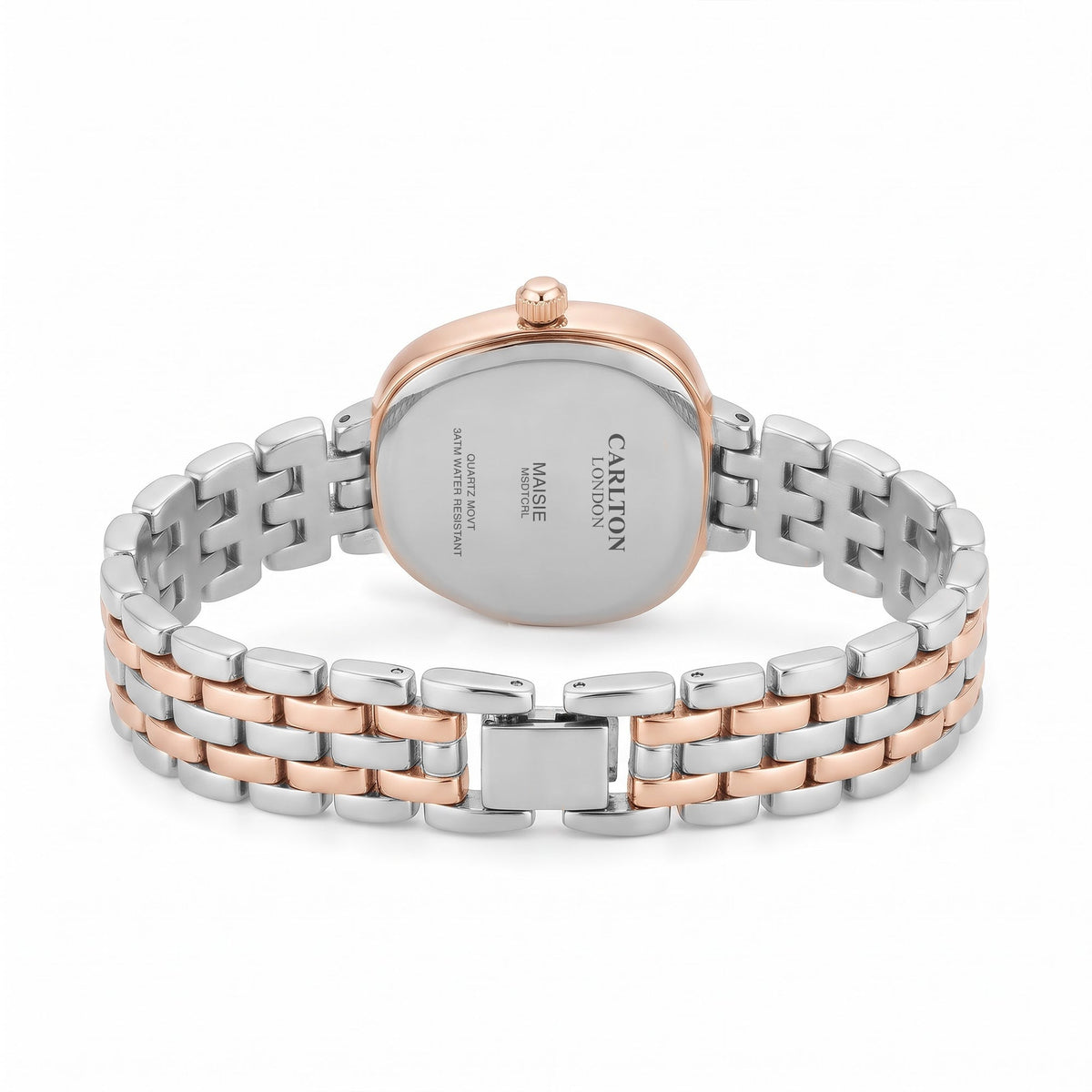 Carlton London Maisie Women’s Watch - Dark Coral Rectangle Dial, Dual Tone Stainless Steel Strap - MSDTCRL