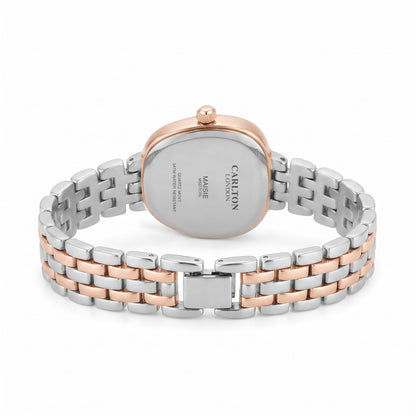 Carlton London Maisie Women’s Watch - Dark Coral Rectangle Dial, Dual Tone Stainless Steel Strap - MSDTCRL