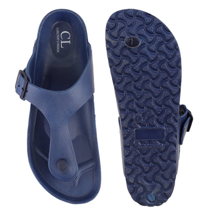 Men Solid Thong Slide with Adjustable Strap