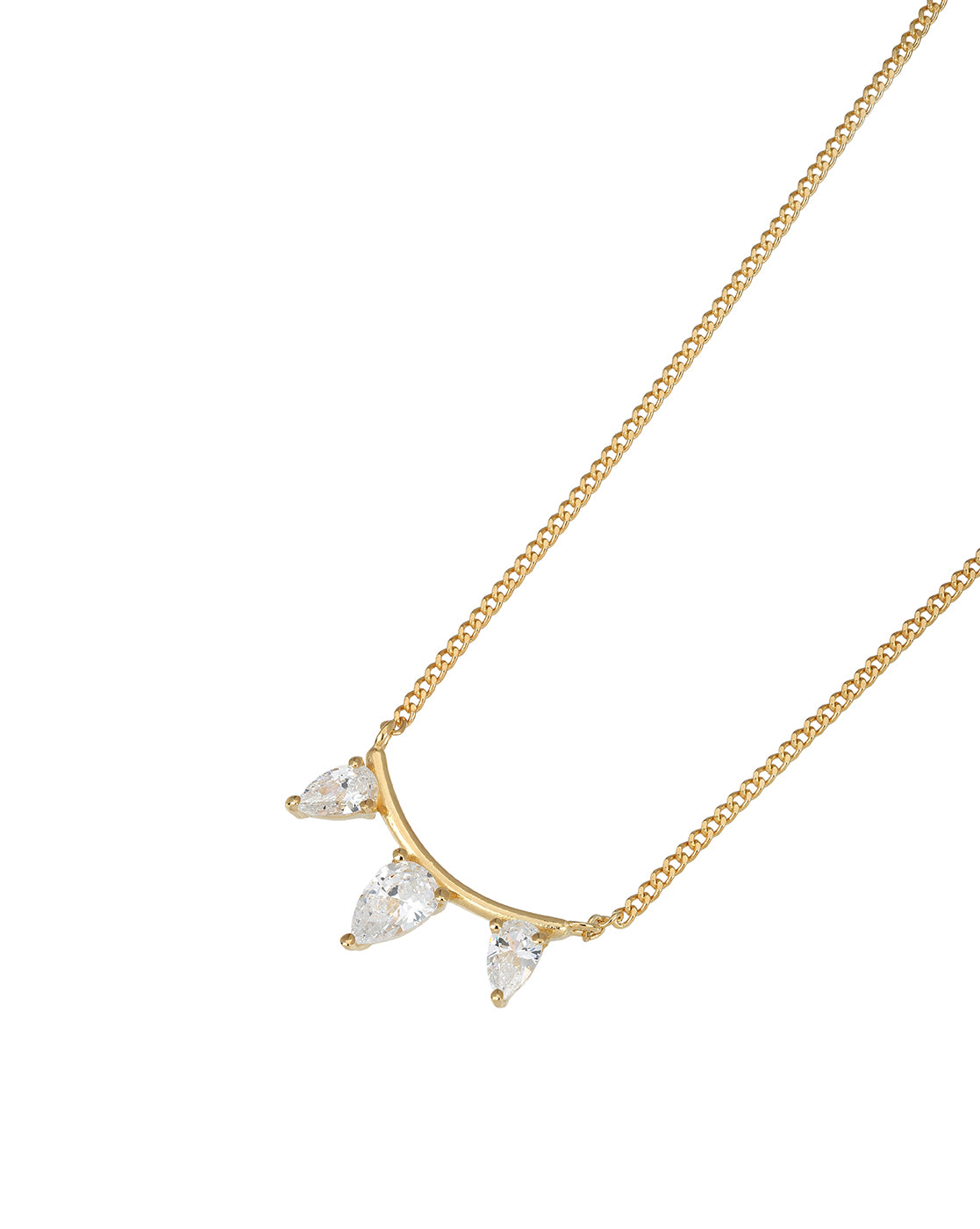 18kt Gold Plated Minimal Solitaire Teardrop Necklace