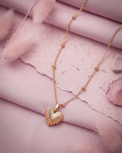 18kt Rose Gold Plated Heart Pendant and Chain