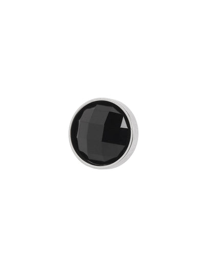 Men Silver Plated Black CZ Stud Earring