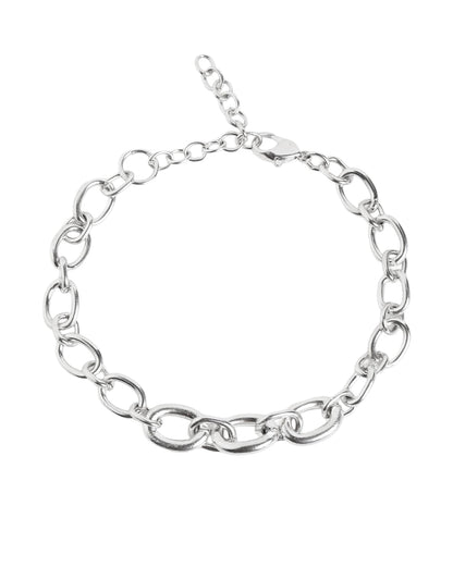 Men Silver Plated Link Adjustable Bracelet