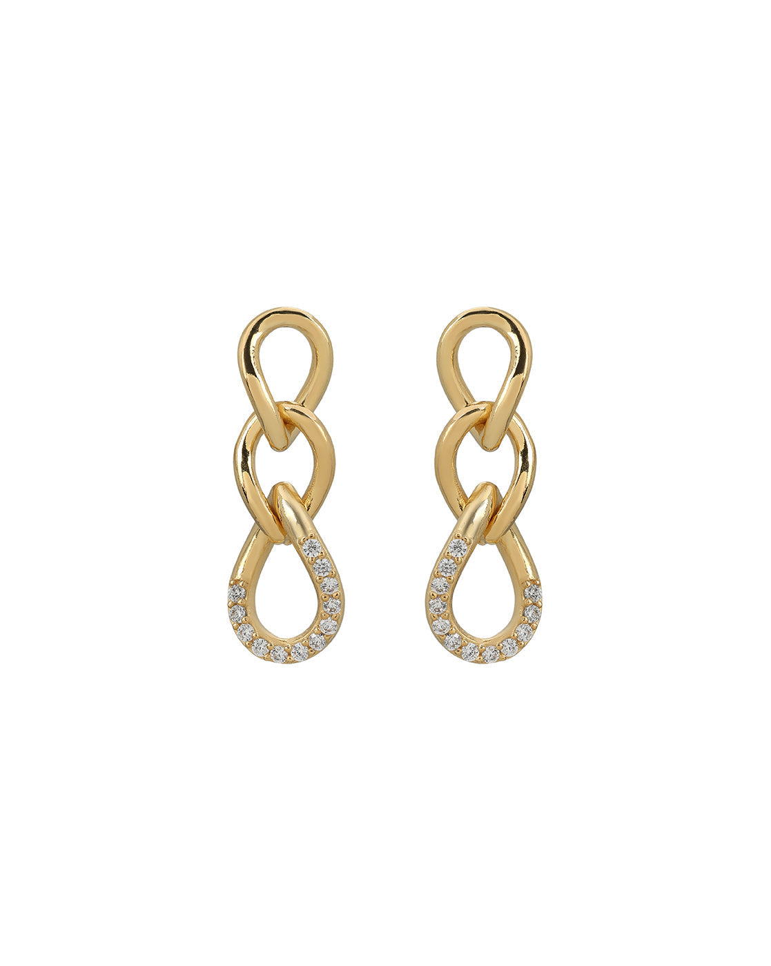 18kt Gold Plated CZ Interlocking Drop Earring
