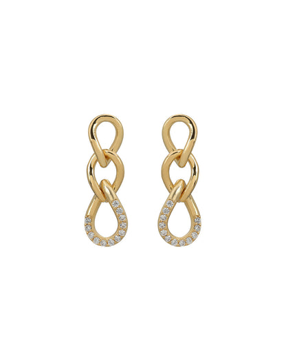 18kt Gold Plated CZ Interlocking Drop Earring