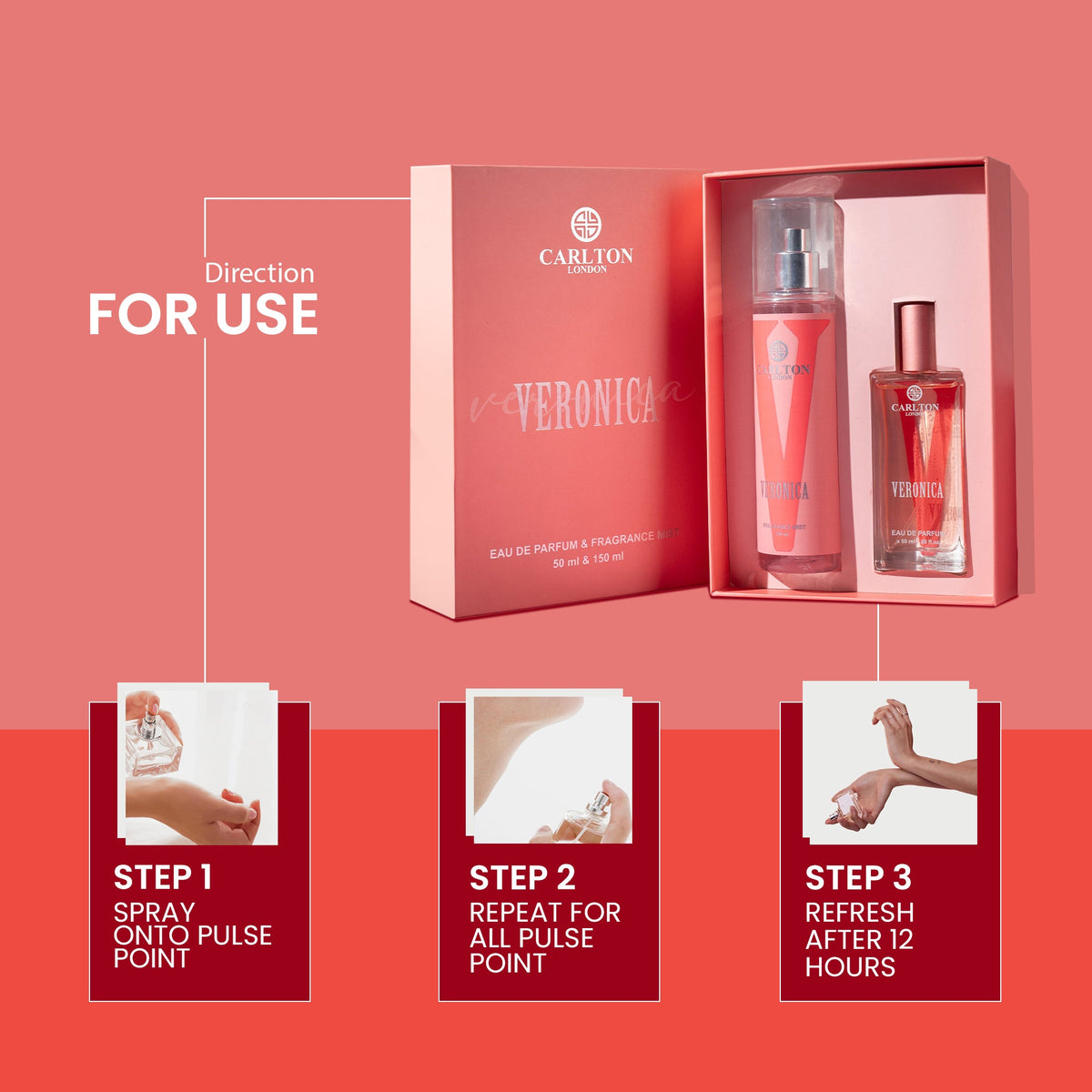 Women Gift Set Of 2 Veronica Edp Perfume 50Ml &amp; Body Mist - 150Ml