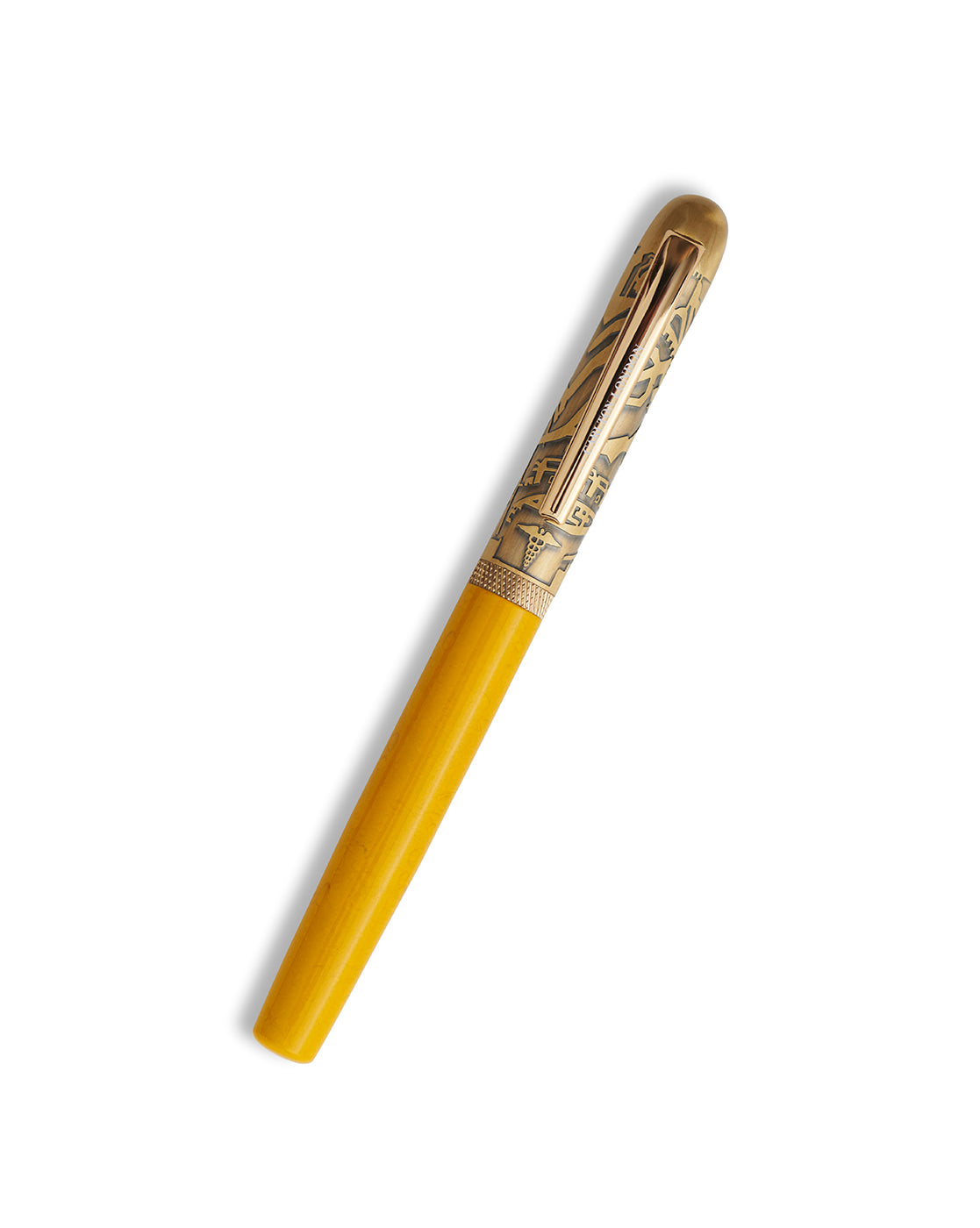 Yellow &amp; Black Toned Bold Everyday Writing Pen with Smooth Ink-Fine Tip and Magnetic Engraved Gold Cap
