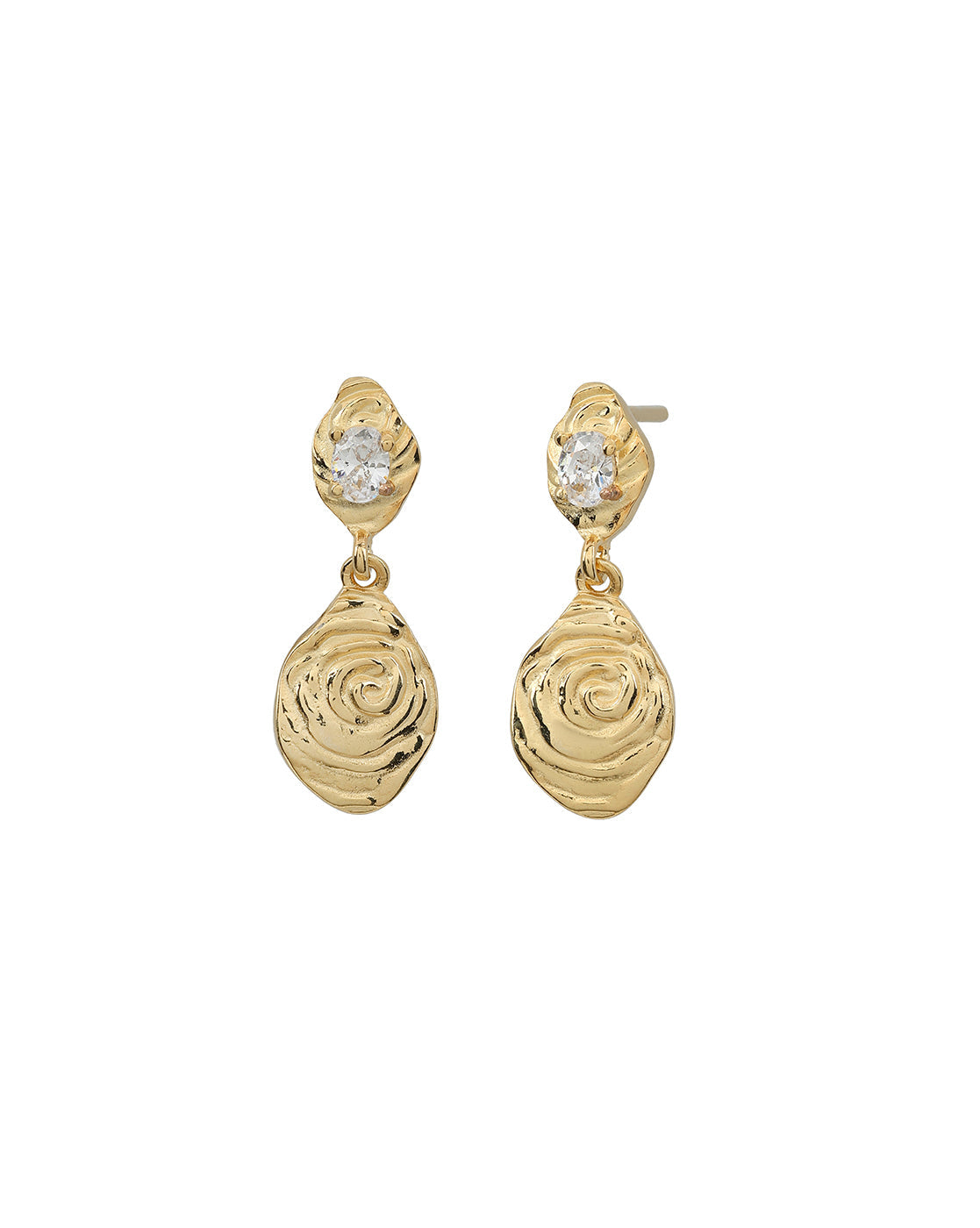 18kt Gold Plated CZ Contemporary Drop Earring
