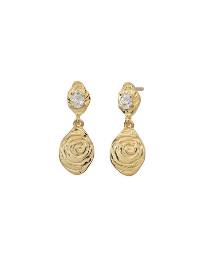 18kt Gold Plated CZ Contemporary Drop Earring