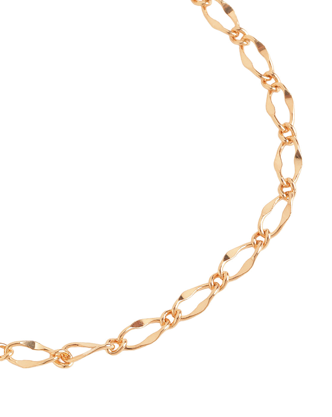 18kt Rose Gold Plated Textured Link Chain Adjustable  Bracelet