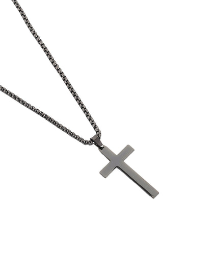 Men Metallic Toned Jesus Cross Pendant and Venetian Chain