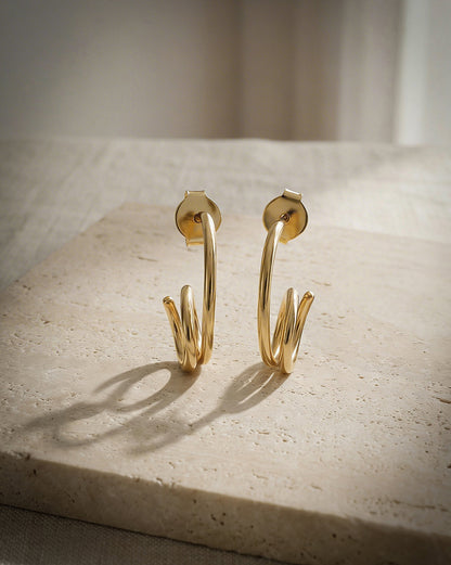 18kt Gold Plated Spiral Half Hoop Earring