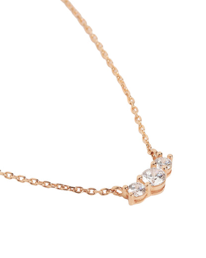 18KT Rose Gold Plated Graduated Round Solitaire CZ Necklace