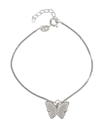 925 Sterling Silver Rhodium Plated Buttefly Charm Bracelet