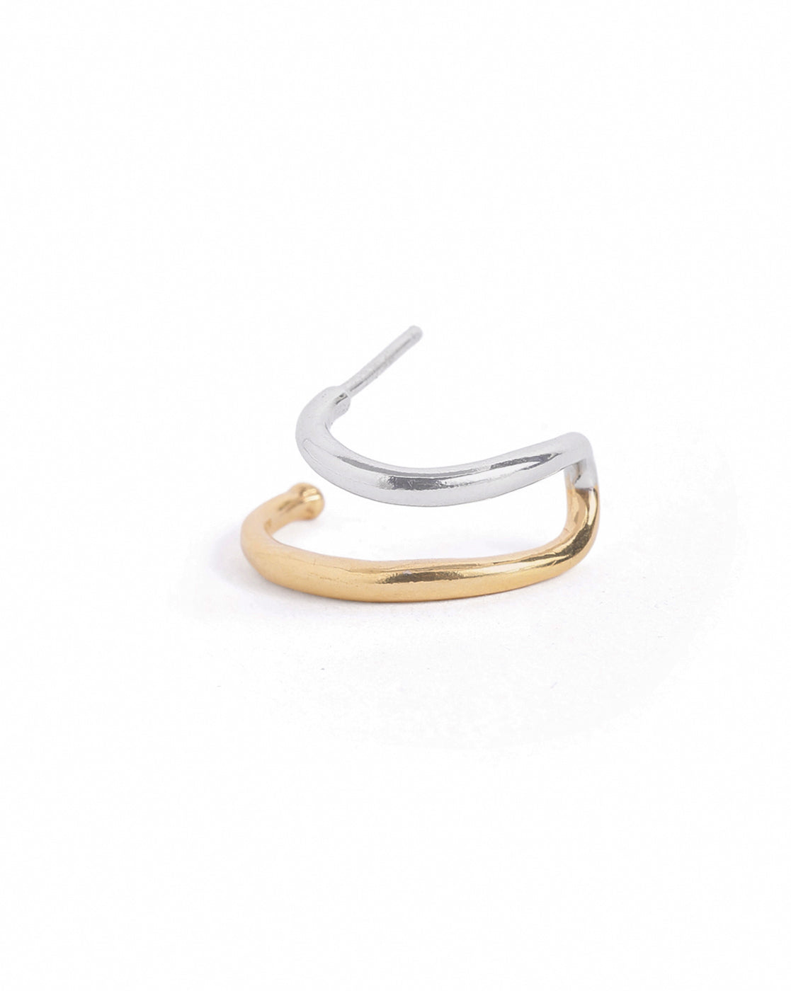 18kt Gold &amp; Rhodium Plated Ear Lobe Cuff Stylish Earring
