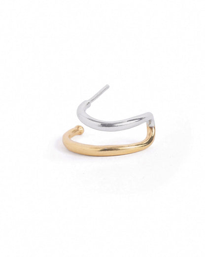 18kt Gold &amp; Rhodium Plated Ear Lobe Cuff Stylish Earring