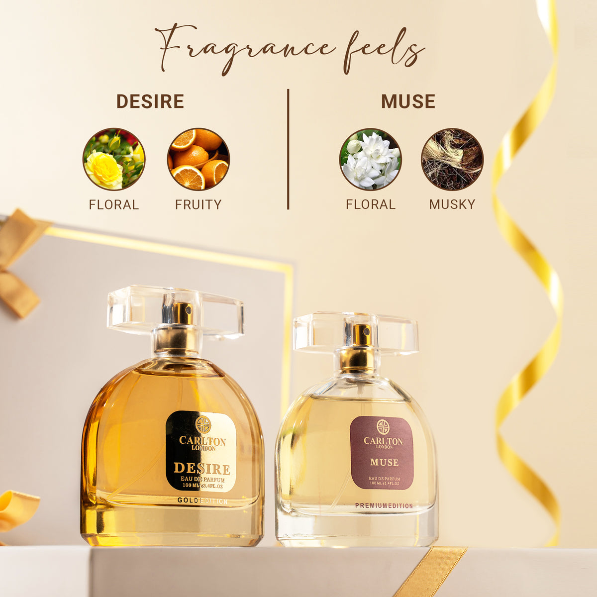 Women Gift Set Of 2 Muse &amp; Desire Perfume-100Ml Each