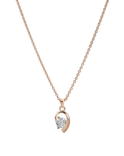 18kt Rose Gold Plated Contemporary Solitaire Pendant with Chain