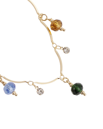 Gold Plated CZ and Crystal Multicolor Charm Necklace
