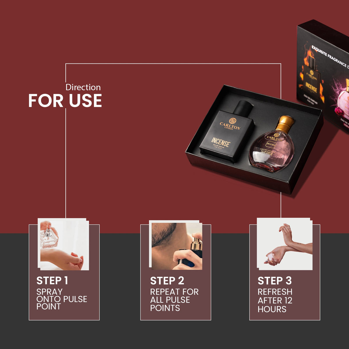 Exquisite Fragrance Duo - Incense Men 50Ml &amp; Blush Women 30Ml Gift Set