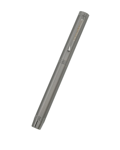 Metallic &amp; Silver Toned Luxury Ballpoint Roller Pen with Engraved Megnatic Cap and Metallic Finish Smooth Ink
