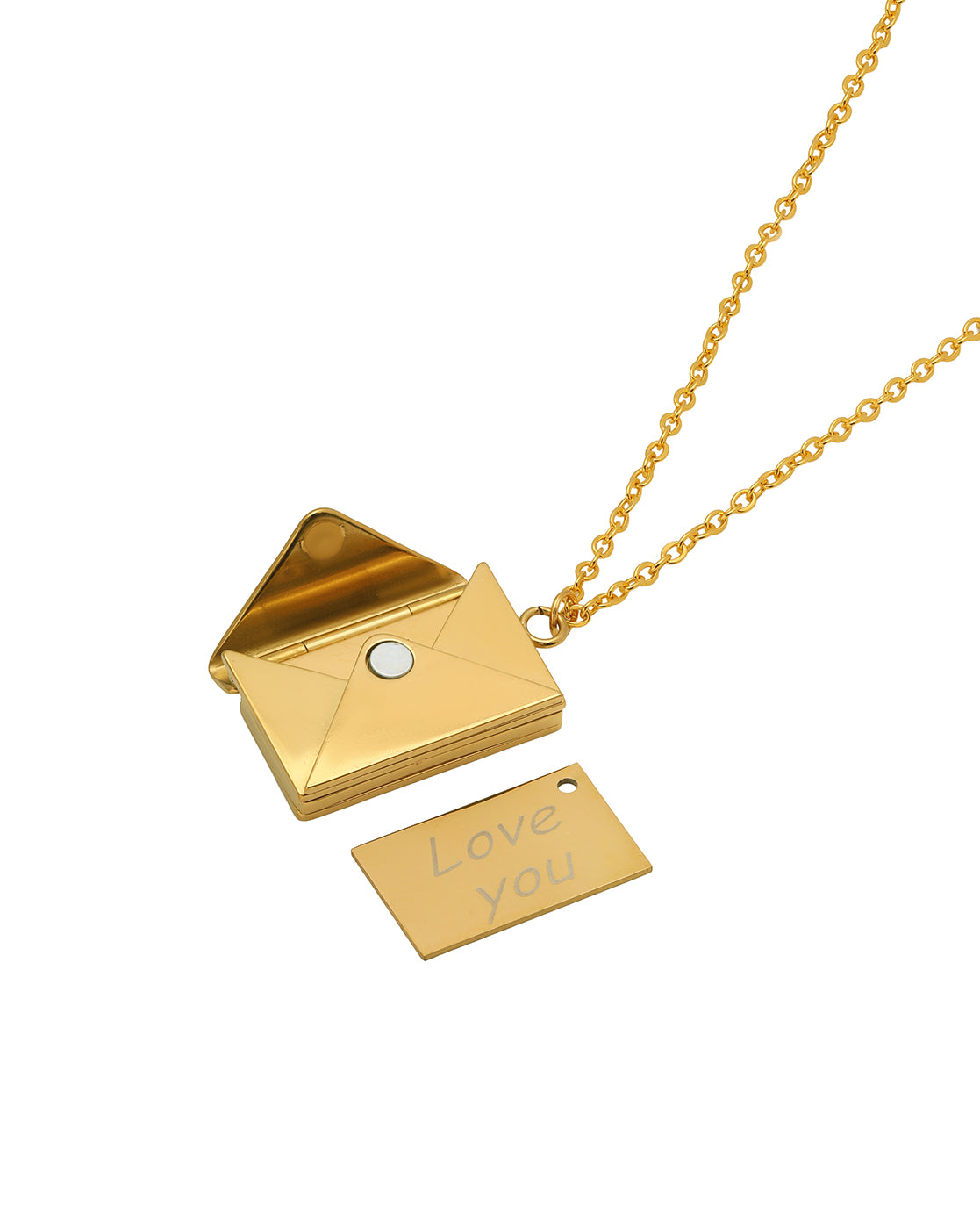 Gold Plated Love Letter Envelope Pendant and Chain