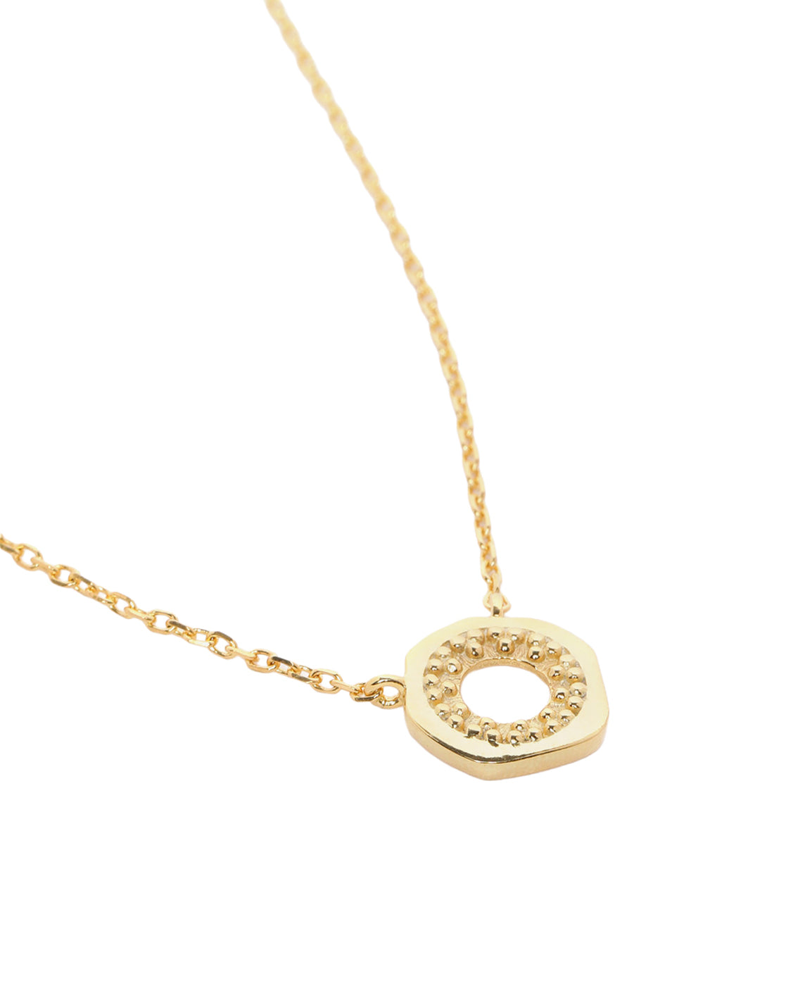 18KT Gold Plated Textured Circle Pendant Necklace