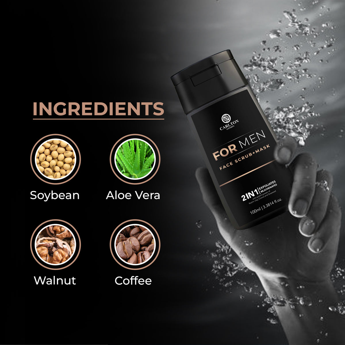 Men Face Scrub + Mask - 100Ml