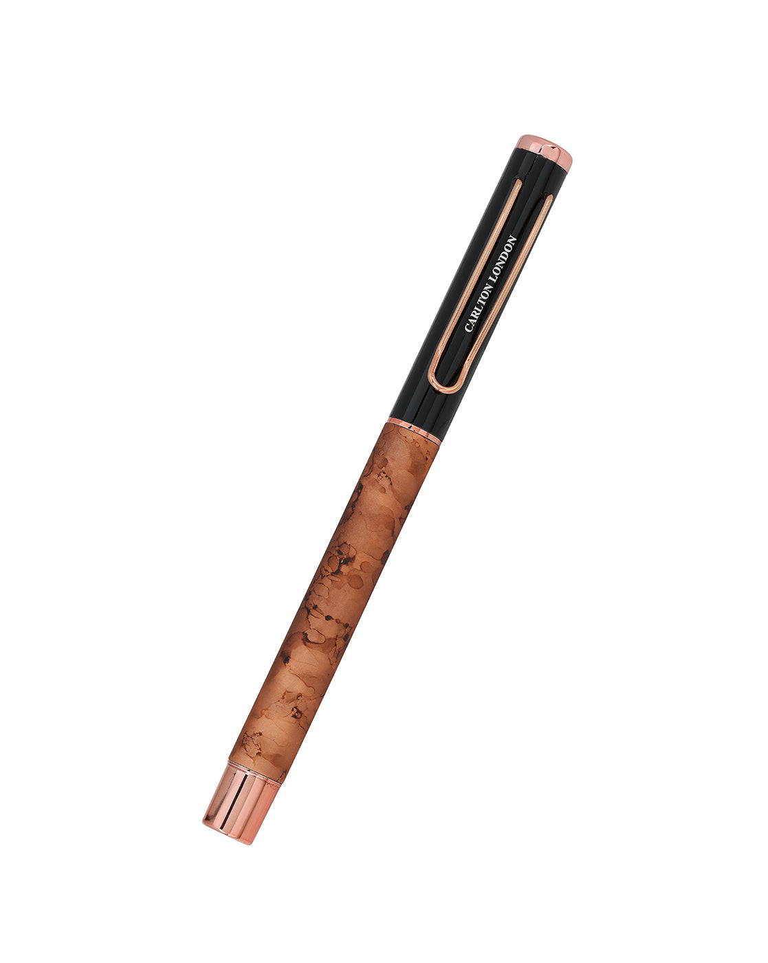 Rose Gold and Black Toned Elegant Metallic Writing Roller Ball Pen with Smooth Ink &amp; Clip