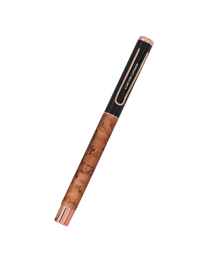 Rose Gold and Black Toned Elegant Metallic Writing Roller Ball Pen with Smooth Ink &amp; Clip