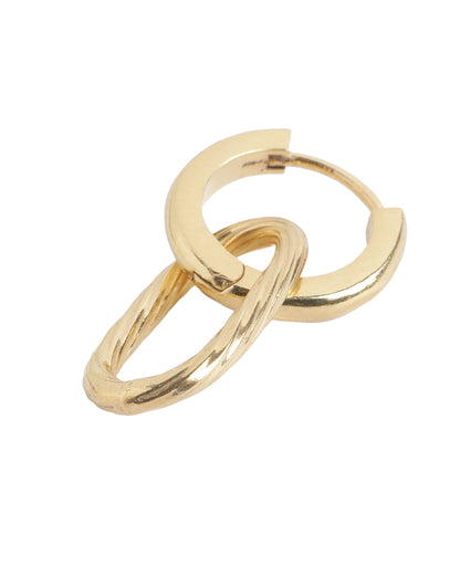 18kt Gold Plated Contemporary Interlocking Twisted Hoop Earring